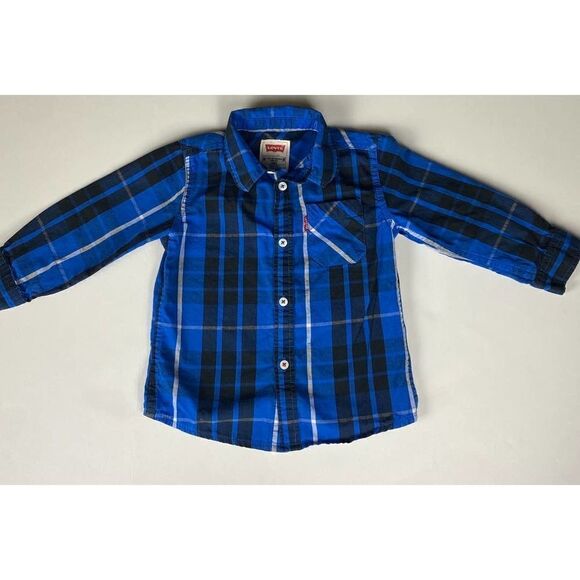 Levi's Cotton Plaid Button-Down Shirt - Size 18 Months - Picture 1 of 7